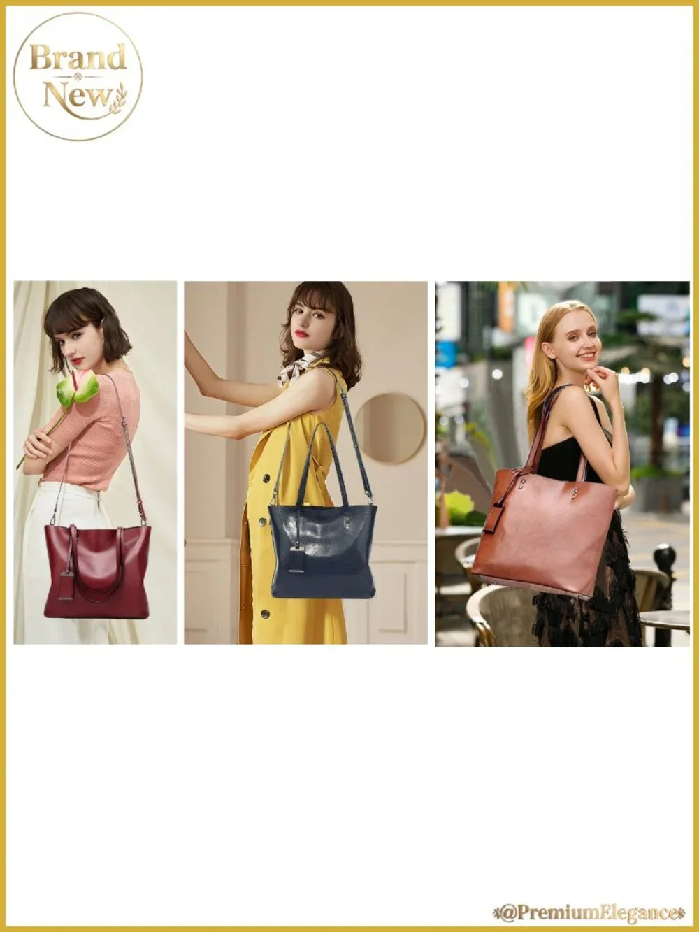 Women's Leather Satchel Handbag Top Handle Shoulder Bag Tote Purse with